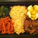 Doshirak-of-Salty-Beef-Side,-Seasoned-Dried-Shredded-Squid,-Spinach-Side-Dish