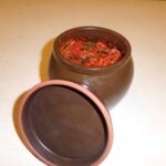 kimchi in an earthenware pot