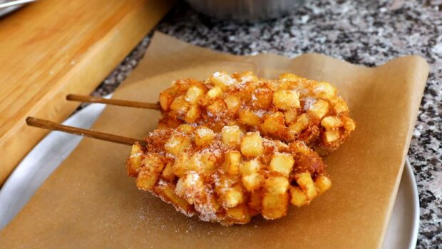 Korean-style french fries corn dog (Gamja-hotdog: 감자핫도그)