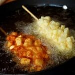 Korean potato corndog-frying