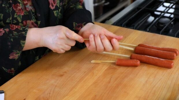 Korean-style french fries corn dog (Gamja-hotdog)
