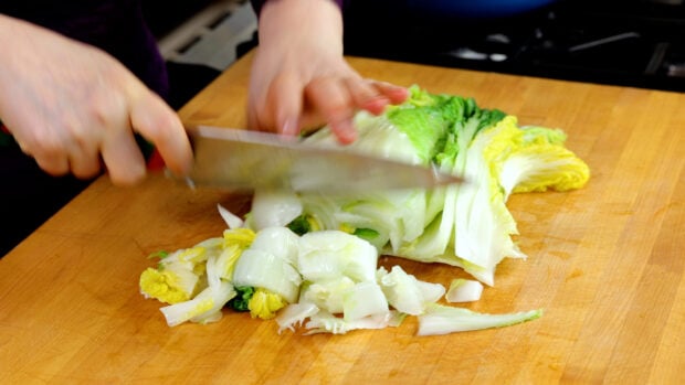 chopping cabbage